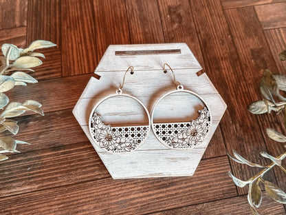 Boho Rattan Sunflower Arrangement Earrings SVG | Glowforge Laser File