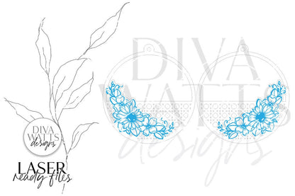 Boho Rattan Sunflower Arrangement Earrings SVG | Glowforge Laser File