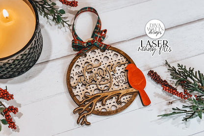I Am Always With You Red Cardinal Rattan Ornament Glowforge SVG | Laser File