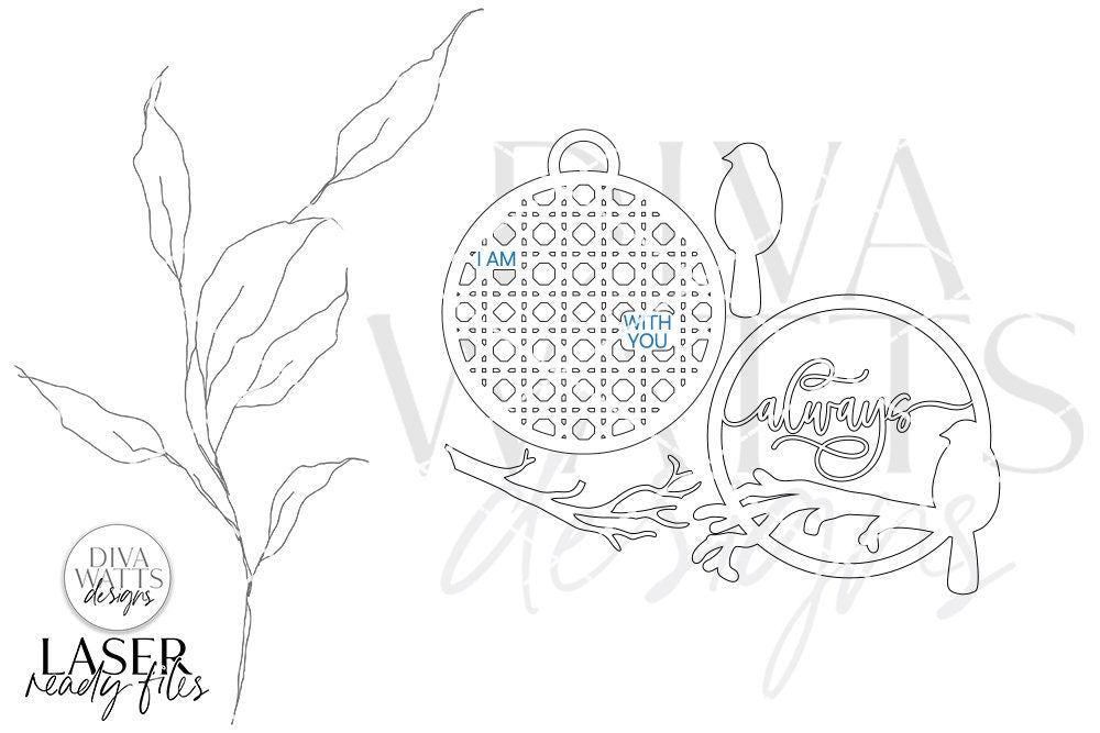 I Am Always With You Red Cardinal Rattan Ornament Glowforge SVG | Laser File