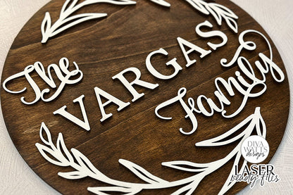Farmhouse Family Wreath Glowforge SVG | Laser Cutting File