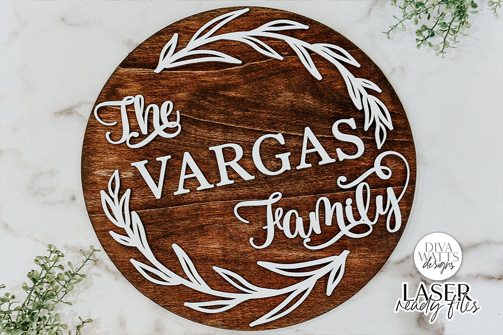 Farmhouse Family Wreath Glowforge SVG | Laser Cutting File