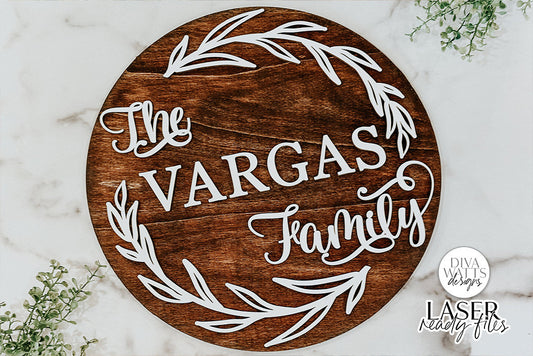 Farmhouse Family Wreath Glowforge SVG | Laser Cutting File