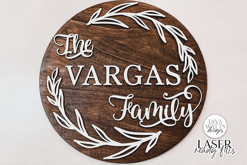 Farmhouse Family Wreath Glowforge SVG | Laser Cutting File