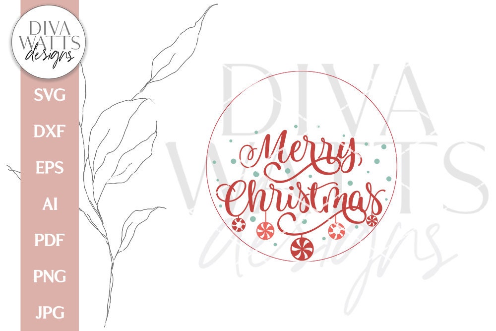 Merry Christmas With Dangling Peppermints SVG | Christmas / Winter Design