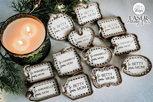 Winter / Christmas Boho Rattan Gift Tags for Laser | Glowforge SVG | 12 Designs