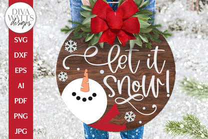 Let It Snow Snowman SVG | Winter Round Design