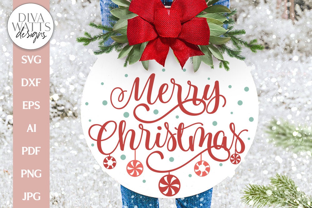 Merry Christmas With Dangling Peppermints SVG | Christmas / Winter Design