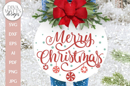 Merry Christmas With Dangling Peppermints SVG | Christmas / Winter Design