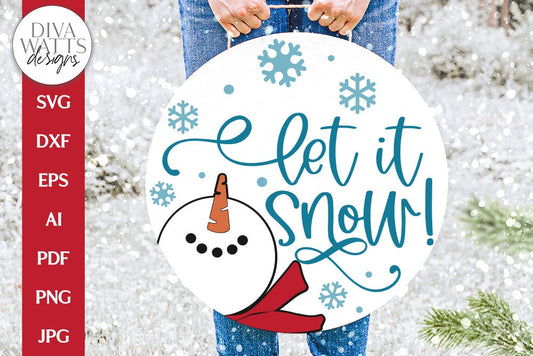 Let It Snow Snowman SVG | Winter Round Design