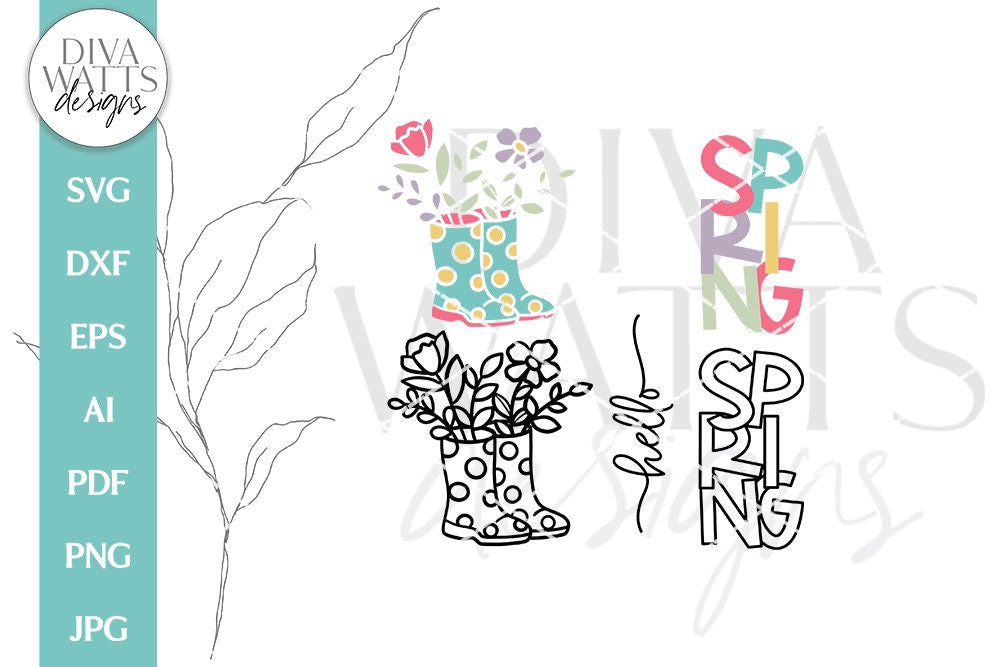 Hello Spring SVG | Floral Boots Spring Time Design