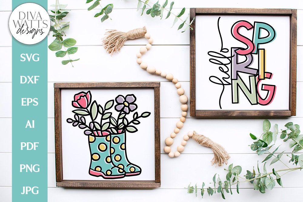 Hello Spring SVG | Floral Boots Spring Time Design