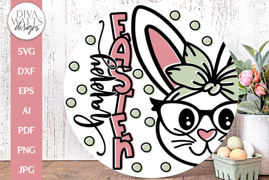 Happy Easter SVG | Spring Bunny With Glasses Design