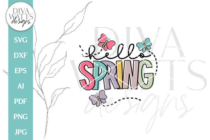 Hello Spring SVG | Butterflies Spring Time Design