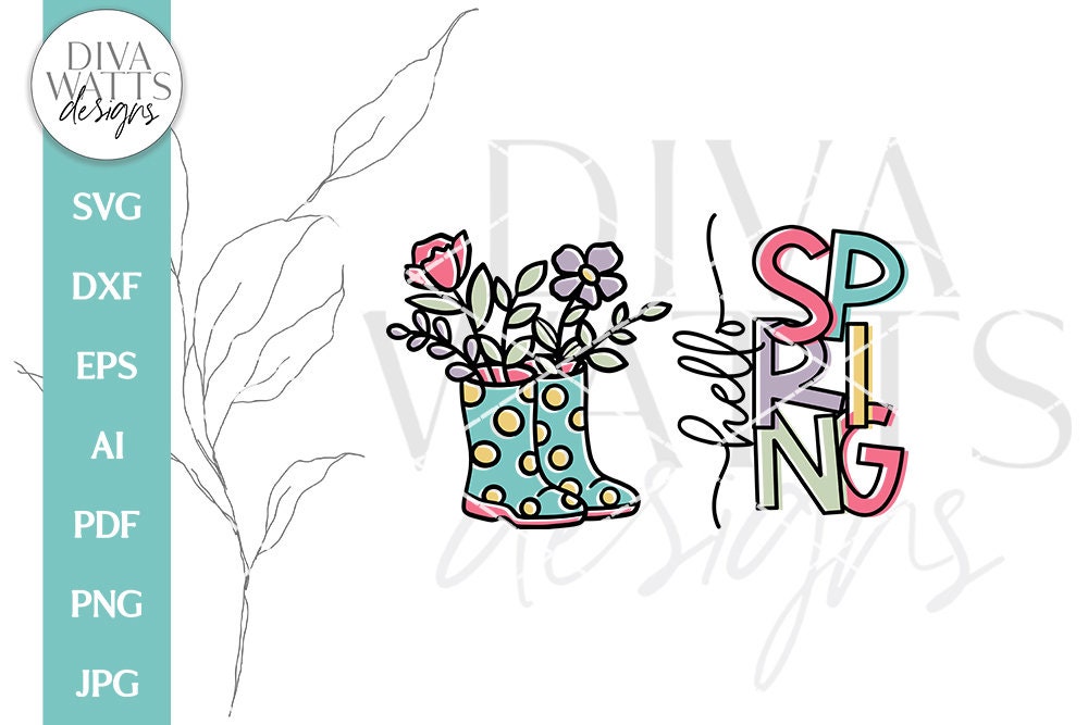 Hello Spring SVG | Floral Boots Spring Time Design