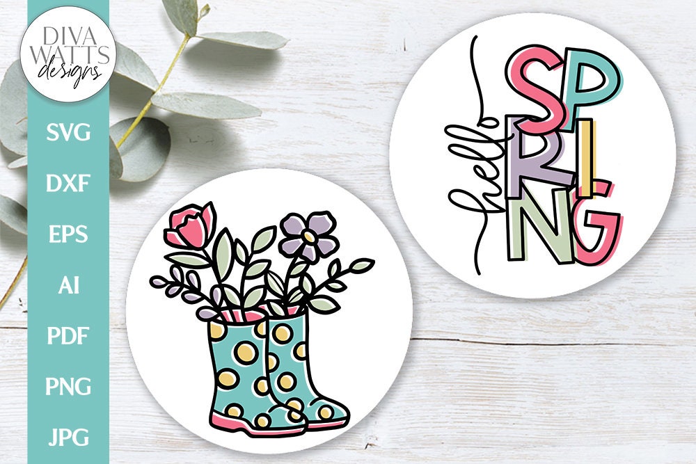 Hello Spring SVG | Floral Boots Spring Time Design