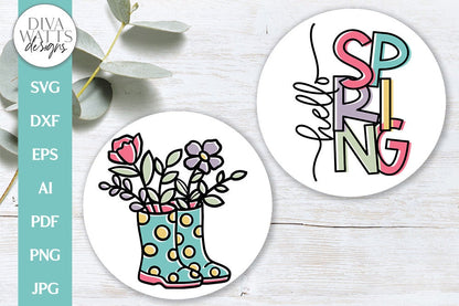 Hello Spring SVG | Floral Boots Spring Time Design