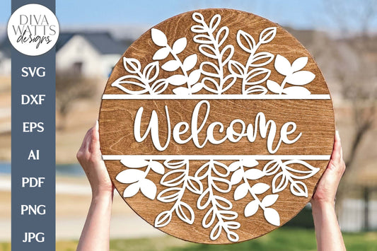 Welcome SVG | Spring Florals Door Hanger Design