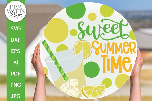 Sweet Summertime SVG | Summer Lemonade and Lemons Door Hanger Design