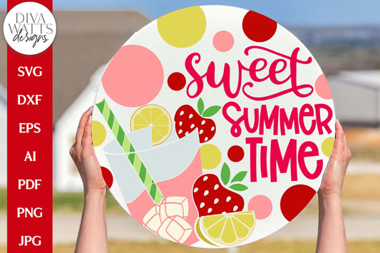 Sweet Summertime SVG | Summer Strawberry Lemonade Door Hanger Design
