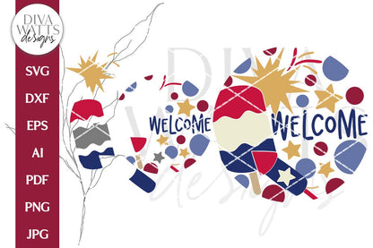Welcome SVG | Door Hanger Patriotic Welcome Sign Design