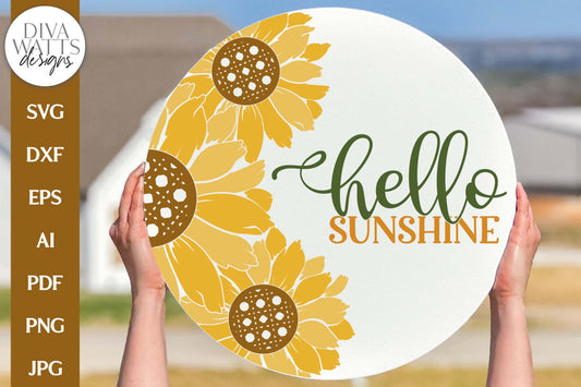 Hello Sunshine SVG | Sunflowers Door Hanger Design