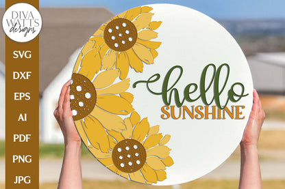 Hello Sunshine SVG | Sunflowers Door Hanger Design