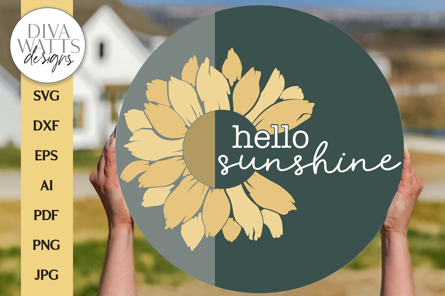 Hello Sunshine SVG | Sunflower Front Door Hanger Design
