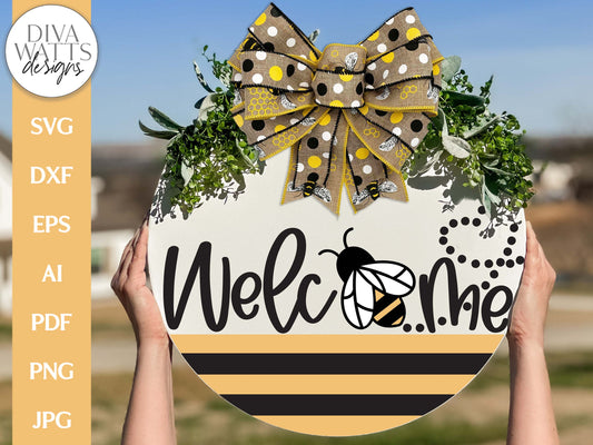Welcome SVG | Spring Bee Round Design