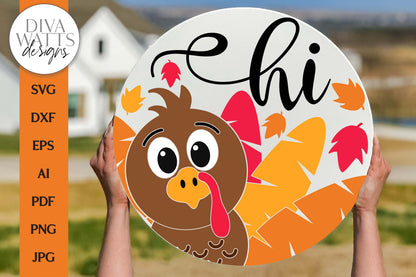 Hi SVG | Thanksgiving Turkey Door Hanger Design