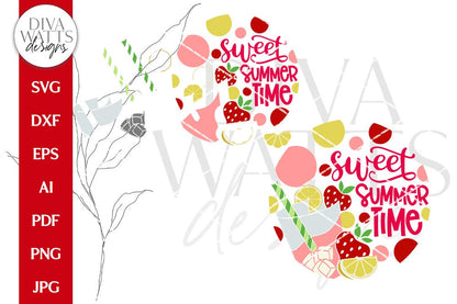 Sweet Summertime SVG | Summer Strawberry Lemonade Door Hanger Design