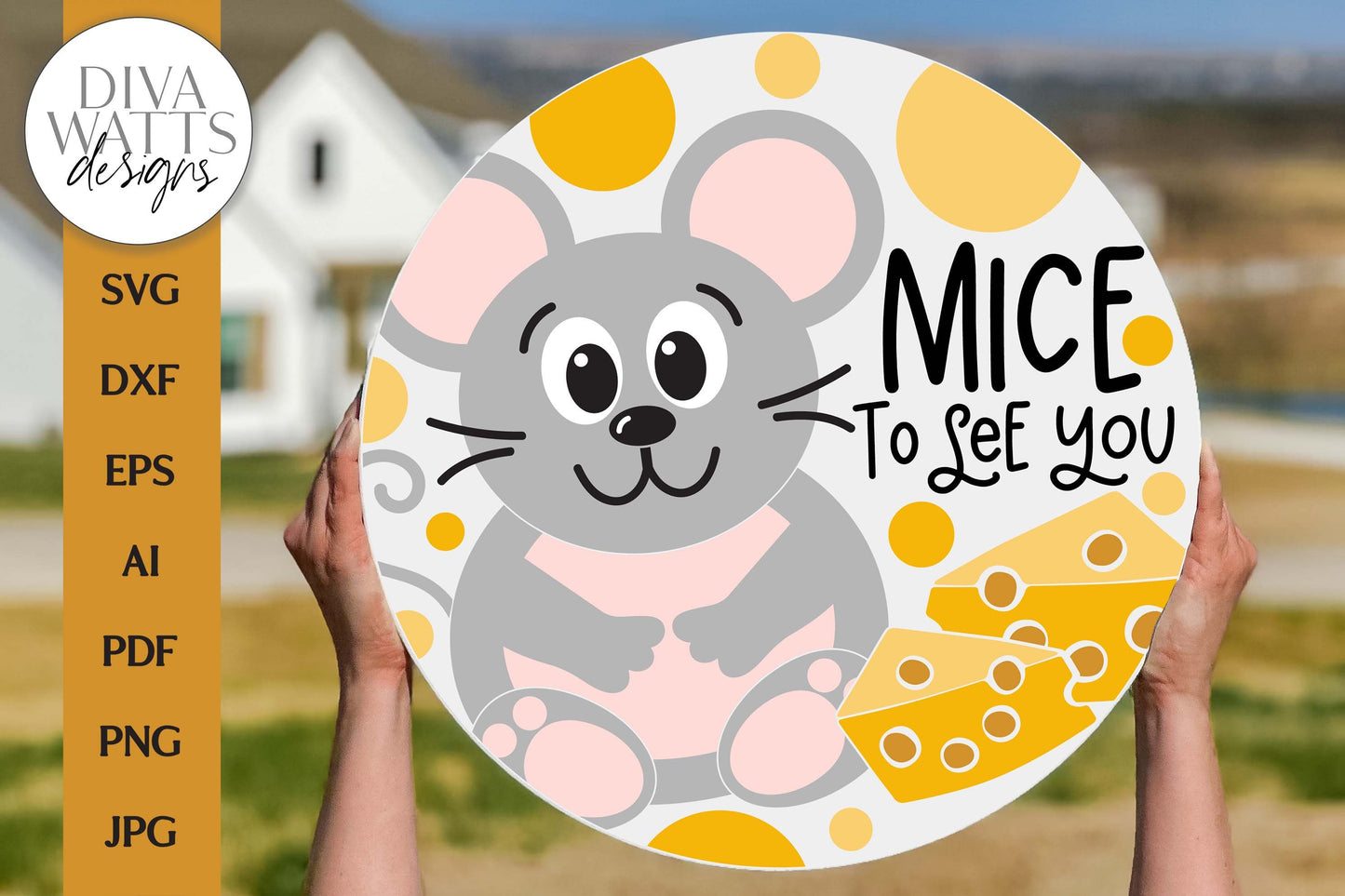 Mice To See You SVG |Cute Mouse Welcome Door Hanger Design