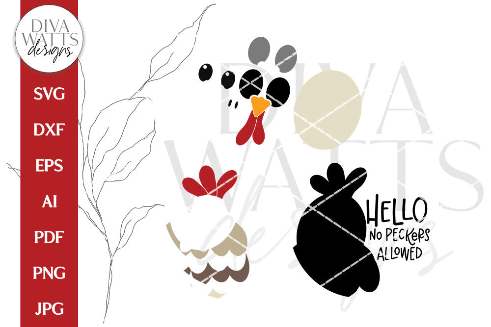 Hello SVG | No Peckers Allowed Funny Chicken Door Hanger Design