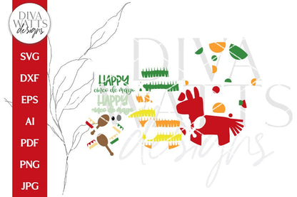 Happy Cinco De Mayo SVG | Door Hanger Design | Piñata and Maracas