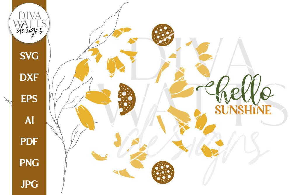 Hello Sunshine SVG | Sunflowers Door Hanger Design