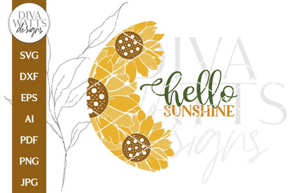 Hello Sunshine SVG | Sunflowers Door Hanger Design