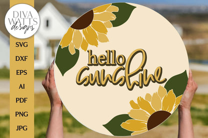 Hello Sunshine SVG | Sunflower Door Hanger Design