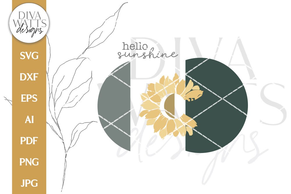 Hello Sunshine SVG | Sunflower Front Door Hanger Design