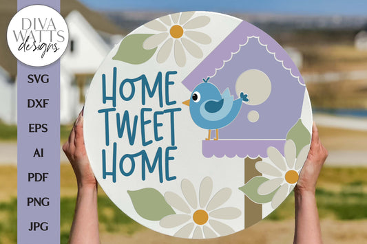 Home Tweet Home SVG | Bird and Birdhouse Door Hanger Design