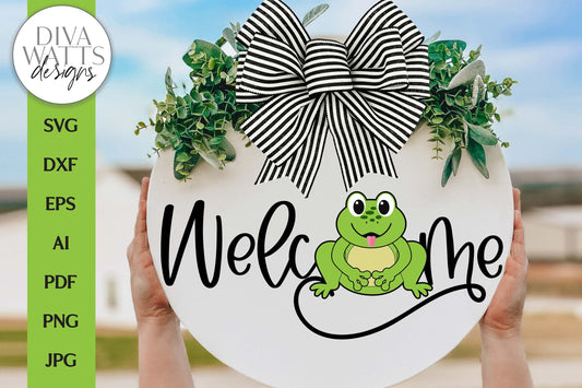 Welcome SVG | Frog Door Hanger Design