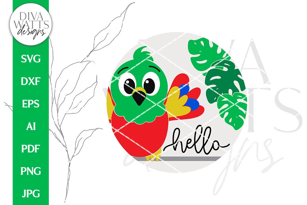 Hello SVG | Parrot Welcome Door Hanger Design