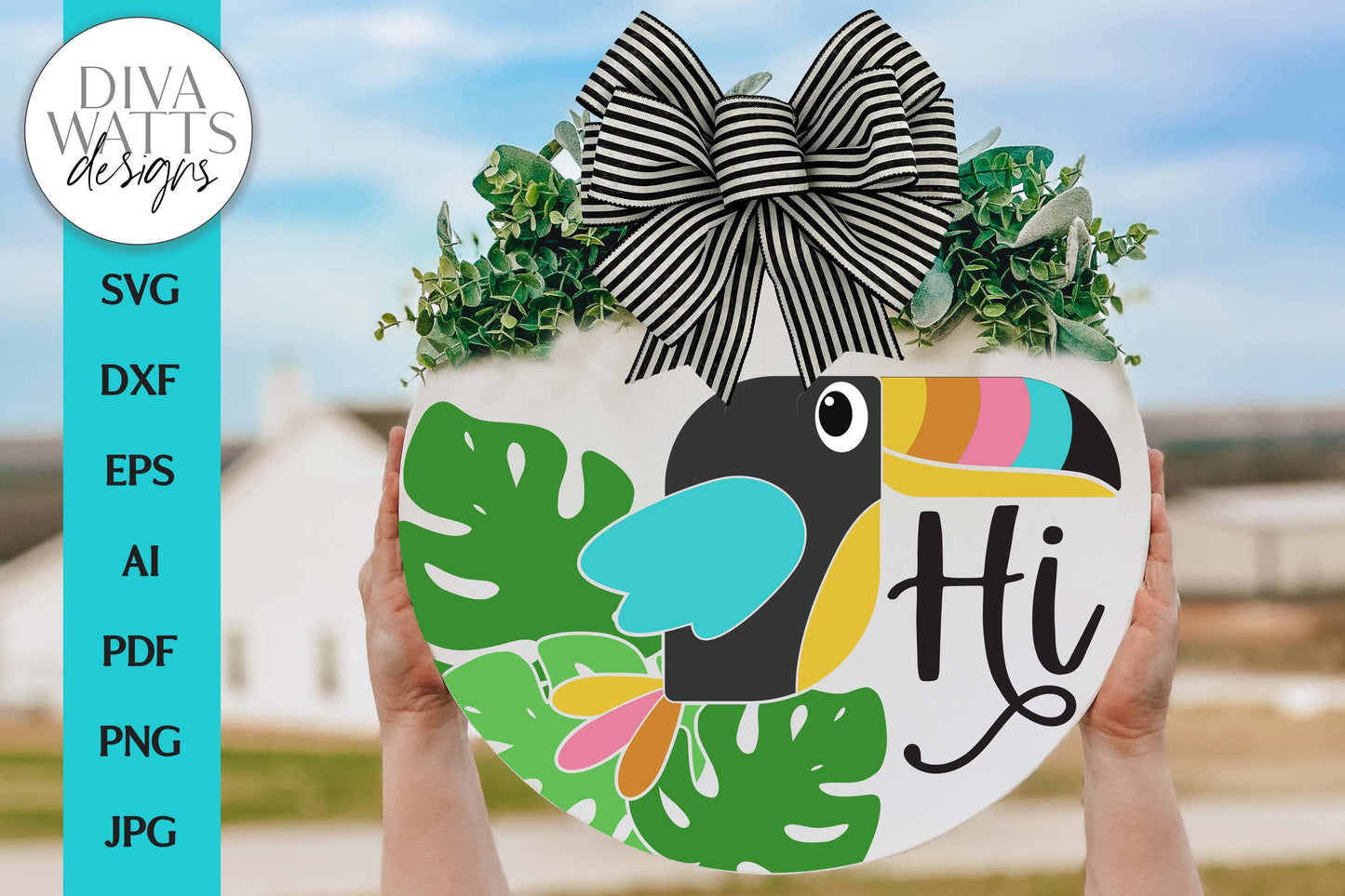 Hi SVG | Tropical Toucan Bird Door Hanger Design