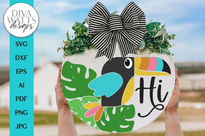 Hi SVG | Tropical Toucan Bird Door Hanger Design