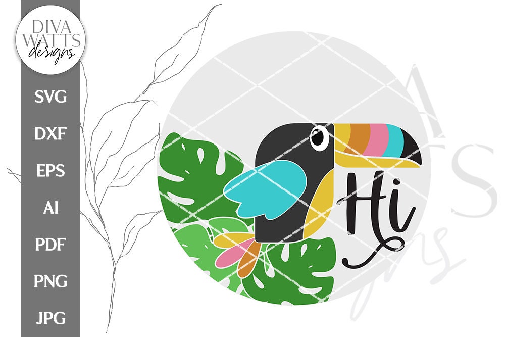 Hi SVG | Tropical Toucan Bird Door Hanger Design
