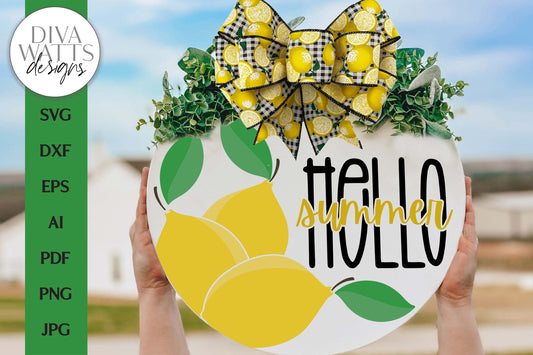 Hello Summer SVG | Lemons Door Hanger Welcome Design