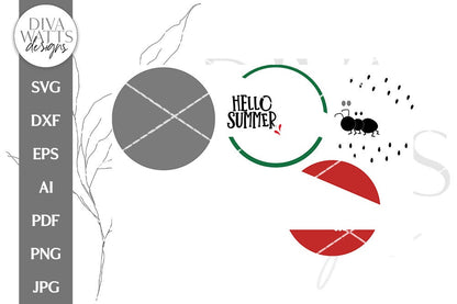 Hello Summer SVG | Watermelon & Ant Door Hanger Design