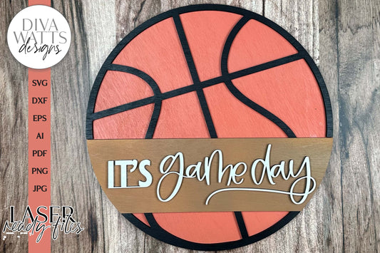 It's Game Day LASER SVG | Basketball Door Hanger Design | Glowforge Laser File
