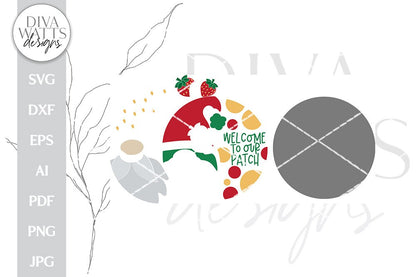 Welcome To Our Patch SVG | Strawberry Gnome Door Hanger Design