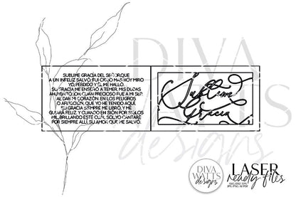 Sublime Gracia Laser SVG | Glowforge Ready Design | Spanish Version Amazing Grace Hymn