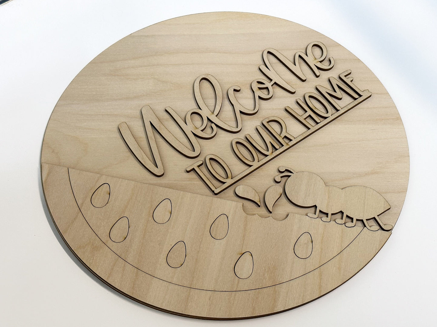 Welcome To Our Home Glowforge SVG | Round Watermelon and Ant Laser File | Door Hanger